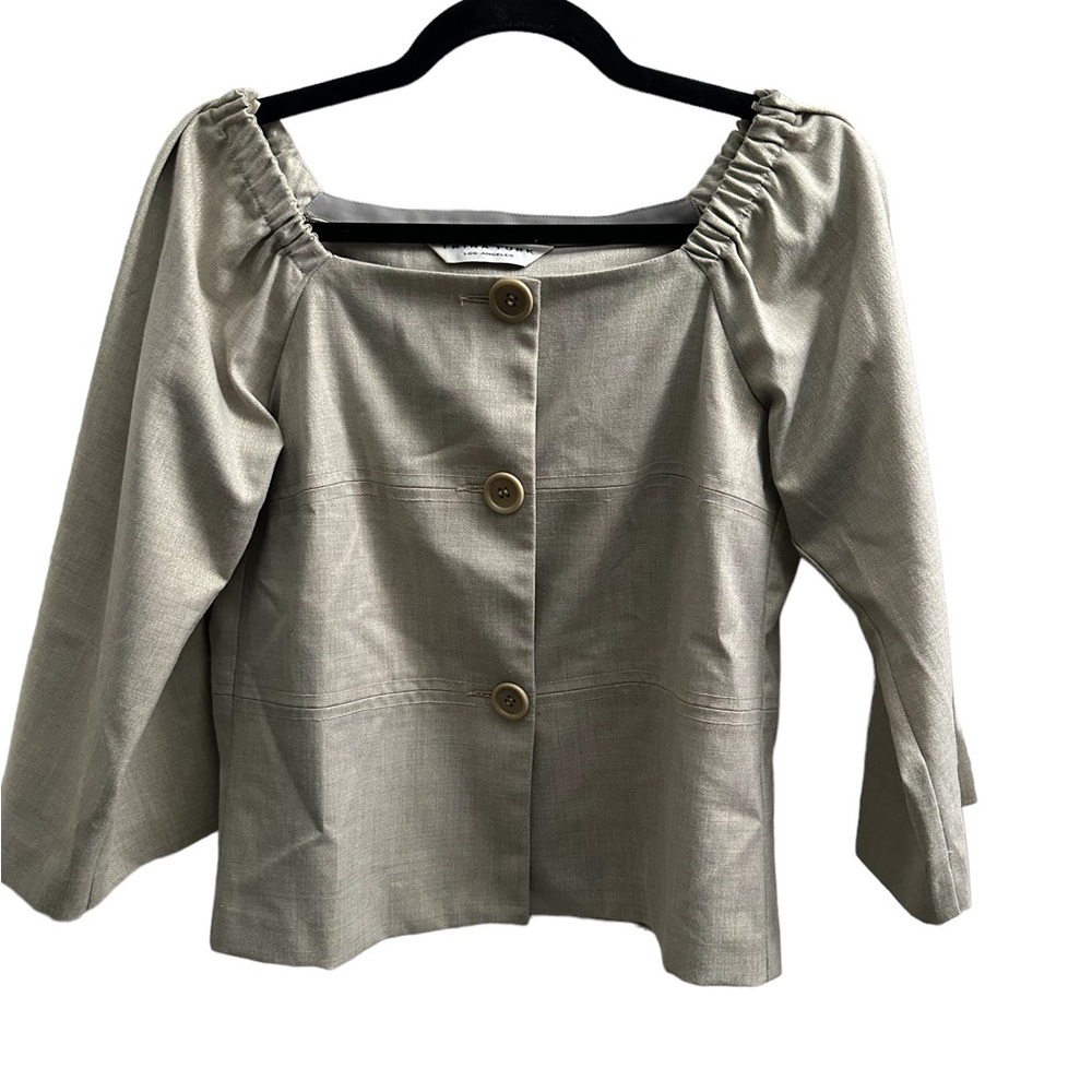 TRINA TURK shimmery silver gray top Med